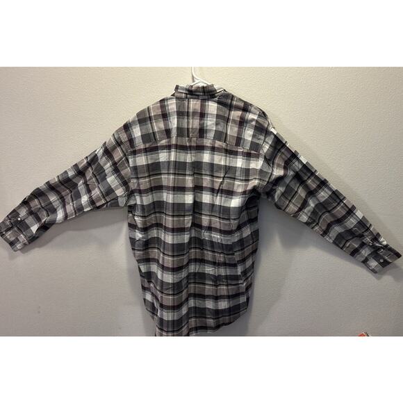 Cinch Long Sleeve Button Down Western Shirt Men's Large Gray Black Plaid - Picture 2 of 4